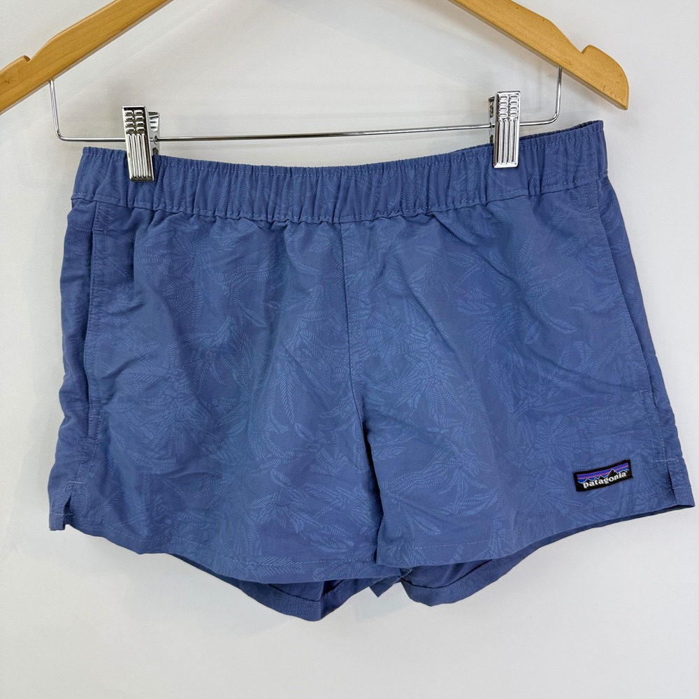 Patagonia Barely Baggies Shorts Women S Blue 57044 Floral Leaf Print 2.5" Inseam